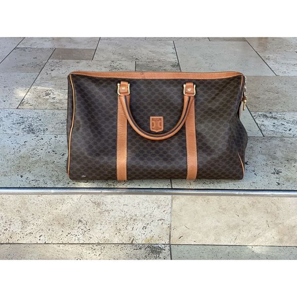 Celine Macadam Brown Weekender Duffle Bag Vintage